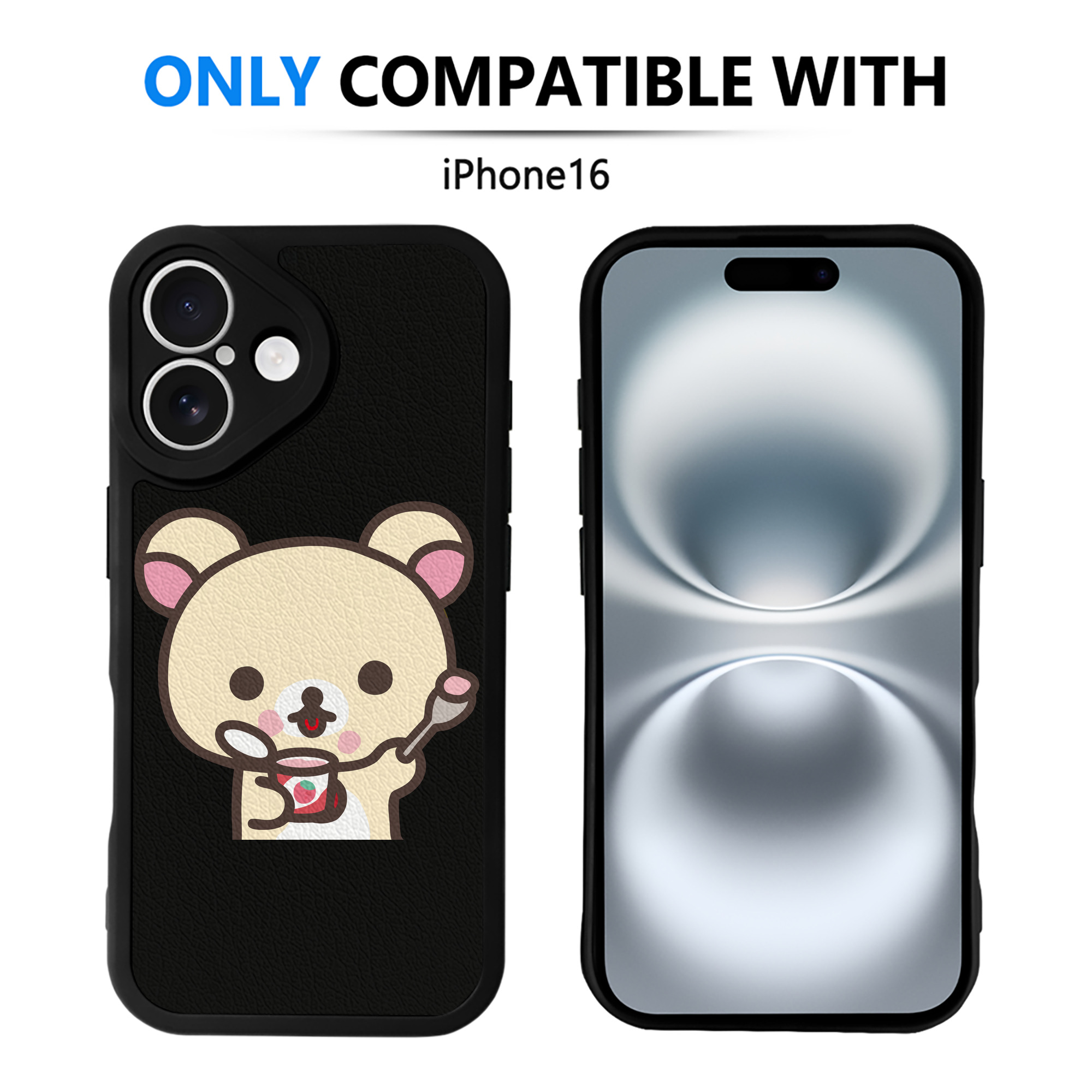（画像用） リラックマ リラックマ キイロイトリ Rilakkuma Korilakkuma Kiiroitori 【iPhone 16シリーズ対応】シリコンスマホケース（レザー調） 材質：シリコン